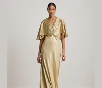 Cape-Abendkleid aus Metallic-Jersey