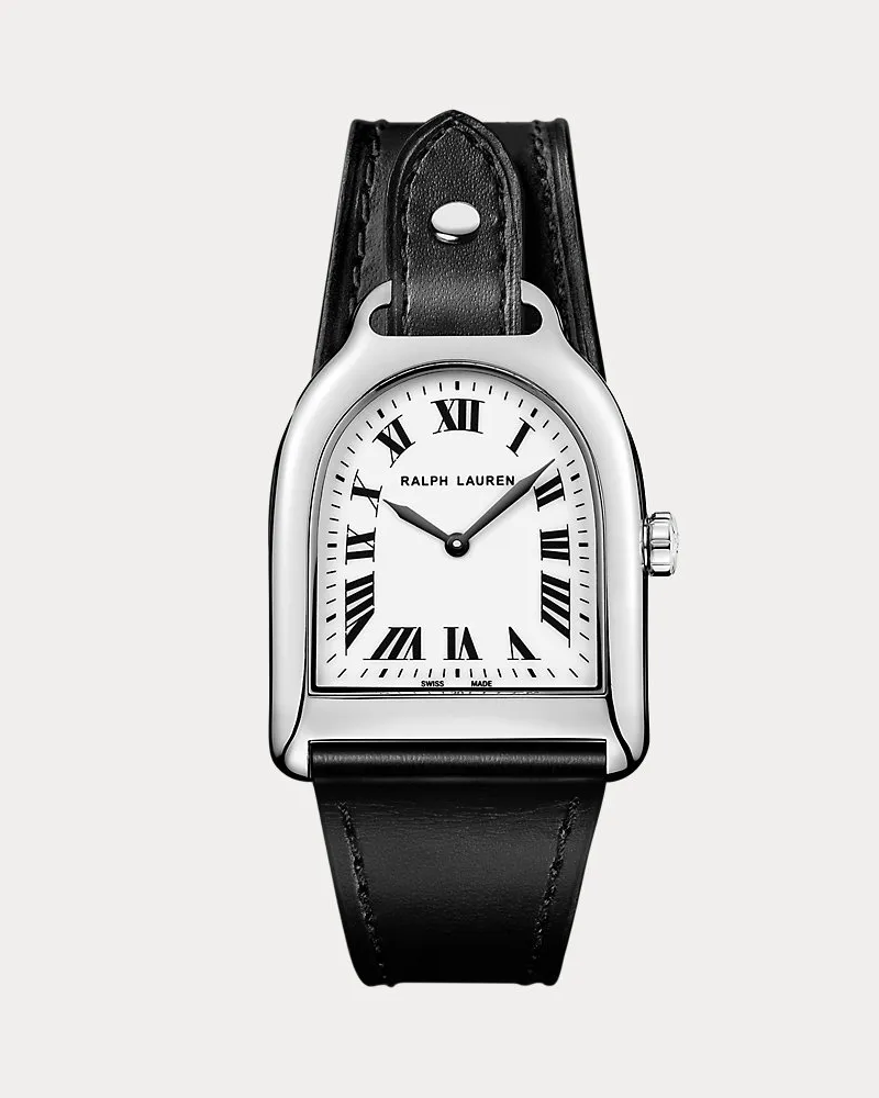 Ralph Lauren Mittelgroße Armbanduhr Stirrup aus Stahl White