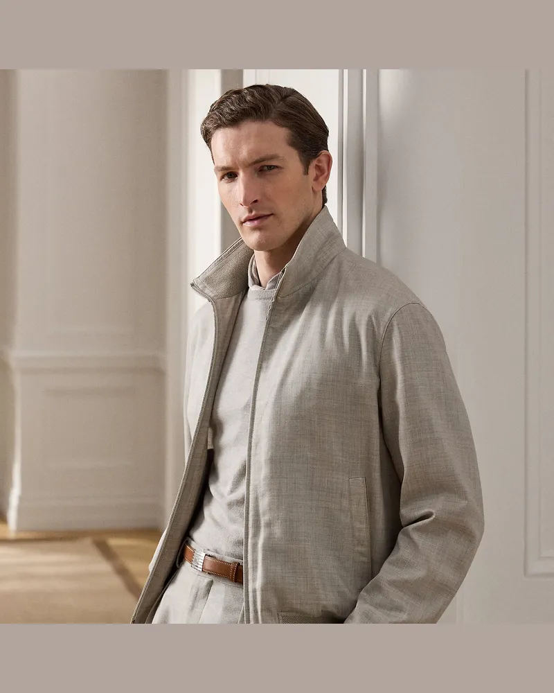 Ralph Lauren Kaschmir-Seiden-Fliegerjacke Felton Grey