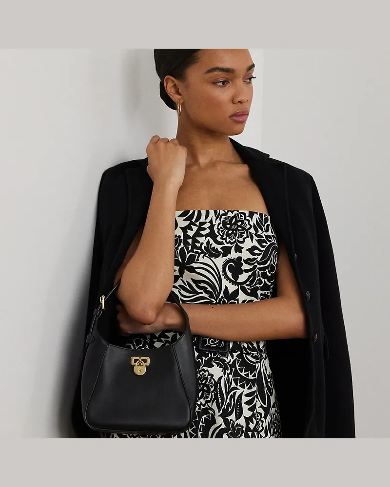 Ralph Lauren Kleine Schultertasche Tanner aus Leder Black