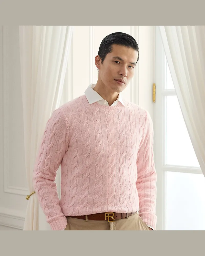 Ralph Lauren Kaschmirpullover mit Zopfmuster Pink