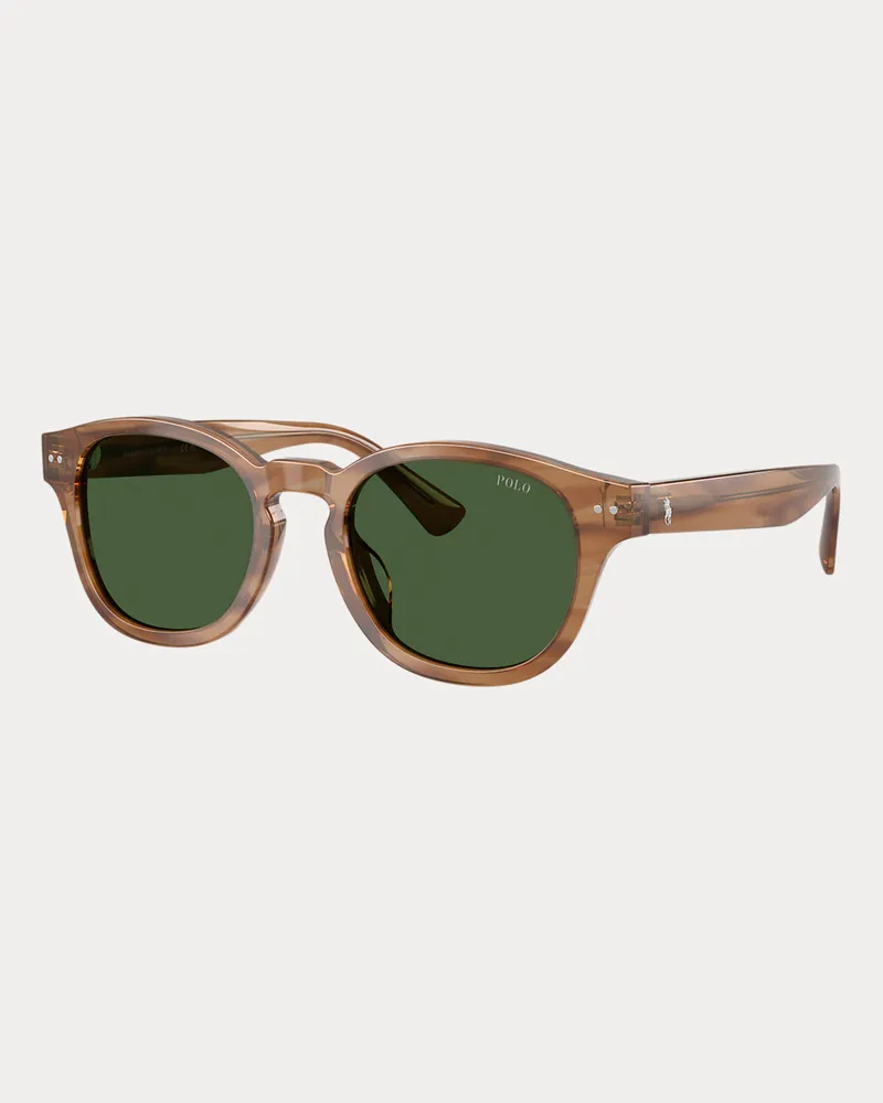 Ralph Lauren Runde Sonnenbrille mit Ruderstreifen Brown