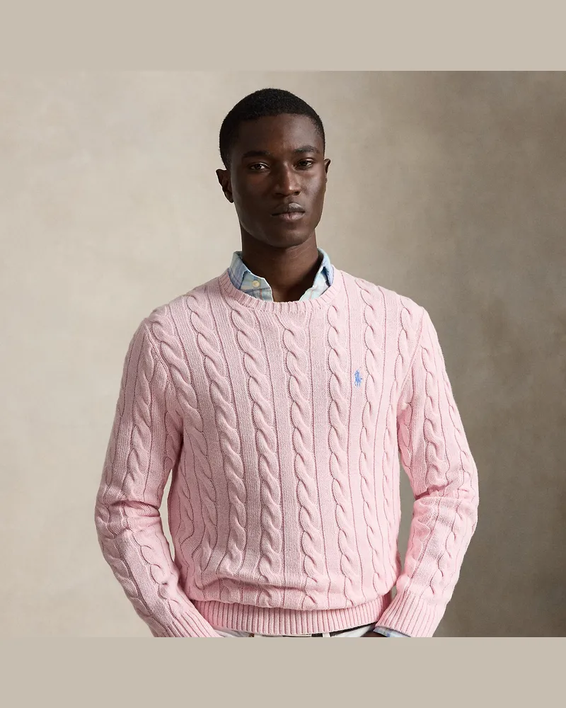 Ralph Lauren Baumwollpullover mit Zopfmuster Pink