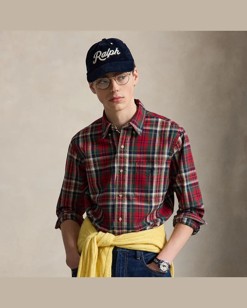 Ralph Lauren Kariertes Custom-Fit Oxfordhemd Red