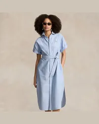 Ralph Lauren Kurzärmliges Oxford-Hemdkleid mit Gürtel Blue