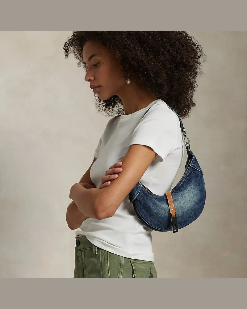 Ralph Lauren Mini-Schultertasche Polo ID aus Denim Blue