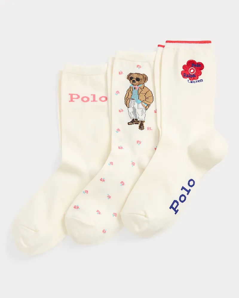 Ralph Lauren 3er-Pack Crew-Socken als Geschenkset Cream