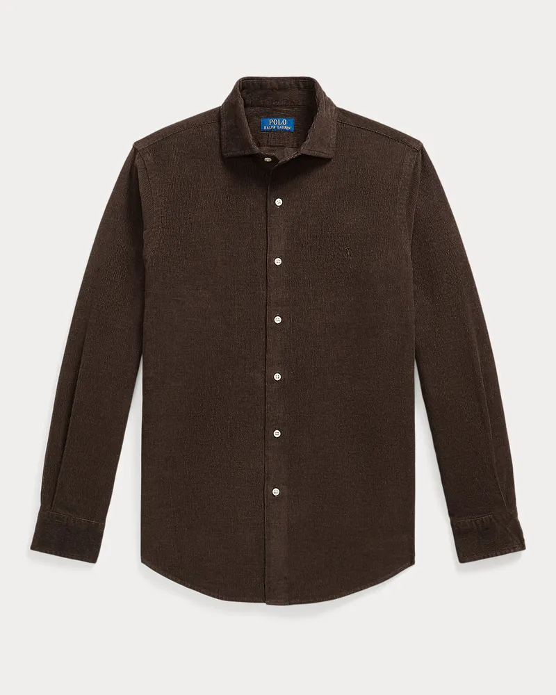 Ralph Lauren Custom-Fit Hemd aus Stretch-Kordsamt Brown
