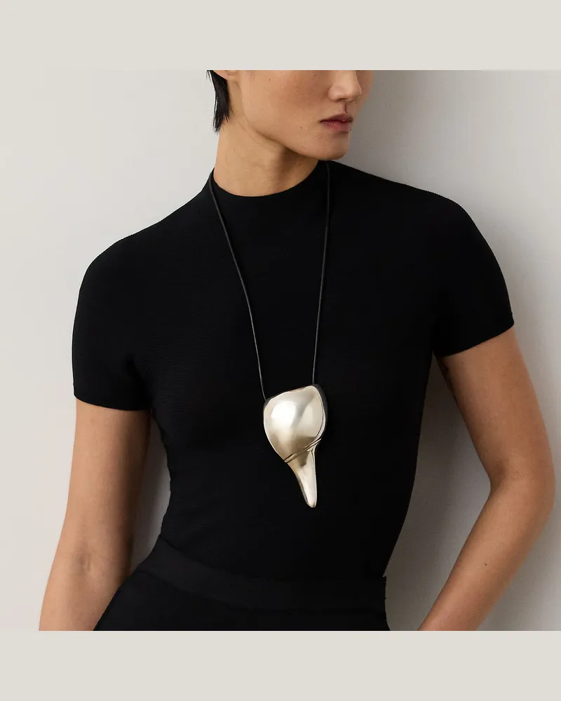 Ralph Lauren Silberfarbene Muschel-Anhänger-Halskette Grey