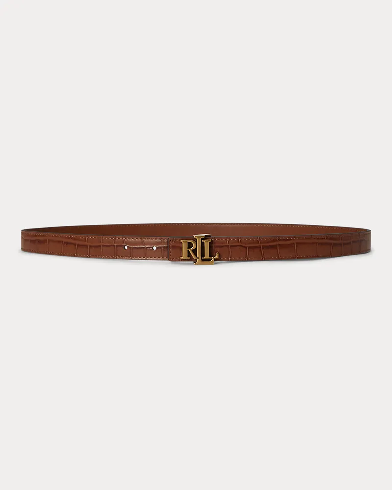 Ralph Lauren Schmaler wendbarer Gürtel mit Logo Brown