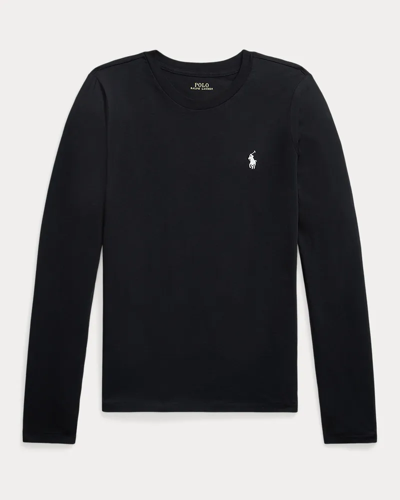 Ralph Lauren Langärmliges T-Shirt aus Baumwolljersey Black