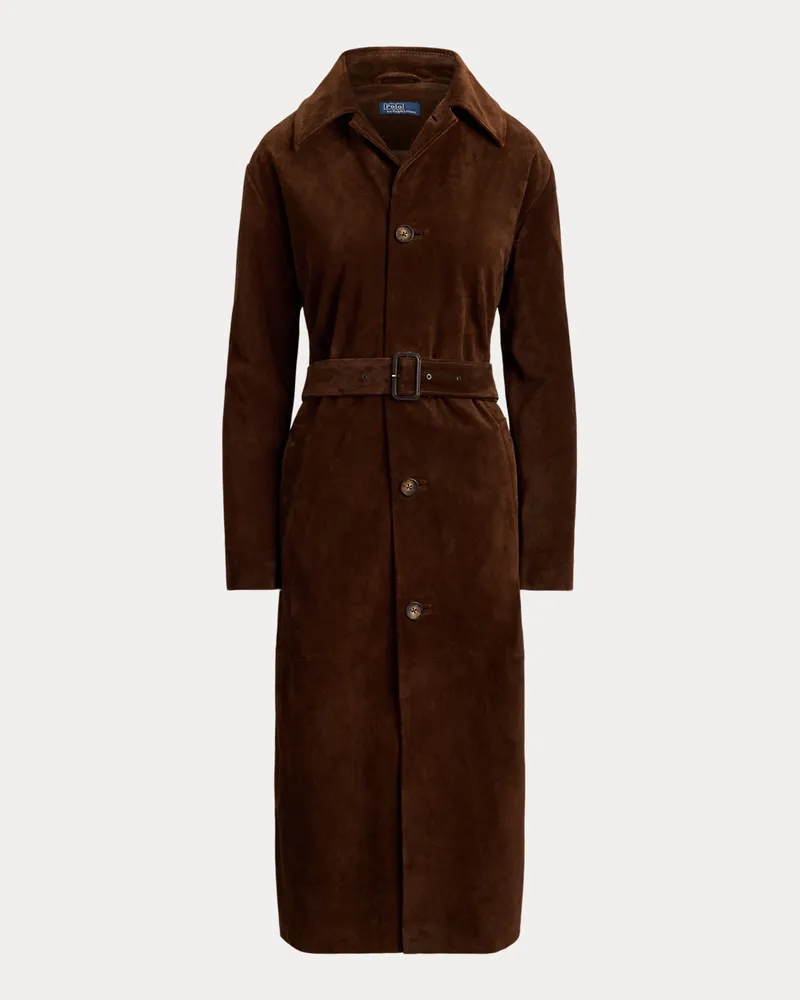 Ralph Lauren Lange 3/4-Jacke aus Wildleder Brown