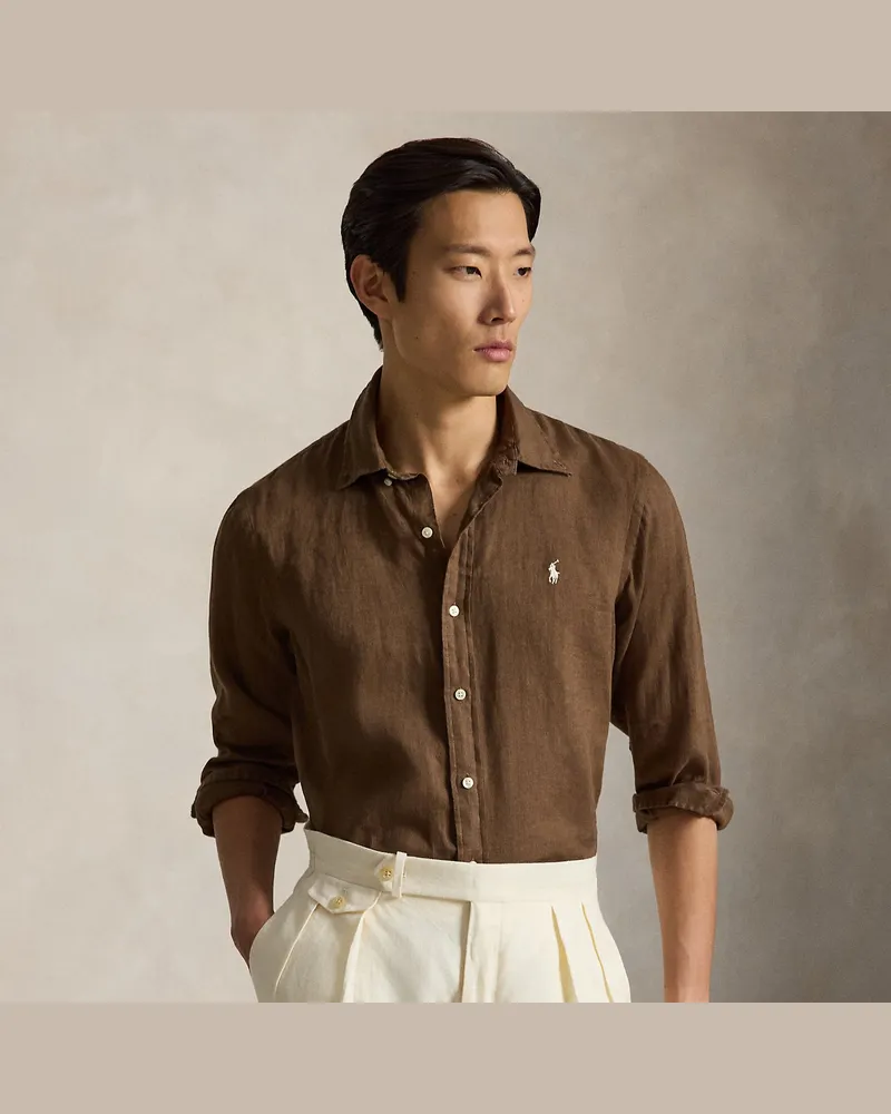 Ralph Lauren Custom-Fit Leinenhemd Brown
