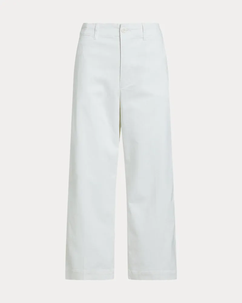 Ralph Lauren Twill-Hose in 3/4-Länge mit weitem Bein White