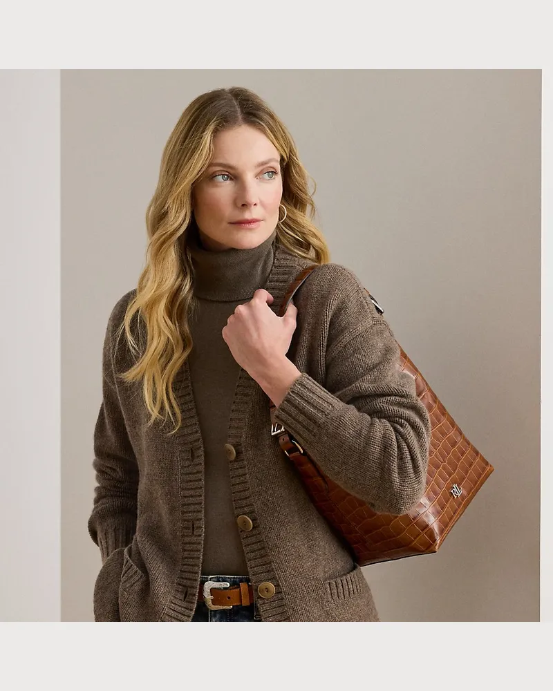 Ralph Lauren Wollstrickjacke mit V-Ausschnitt Brown