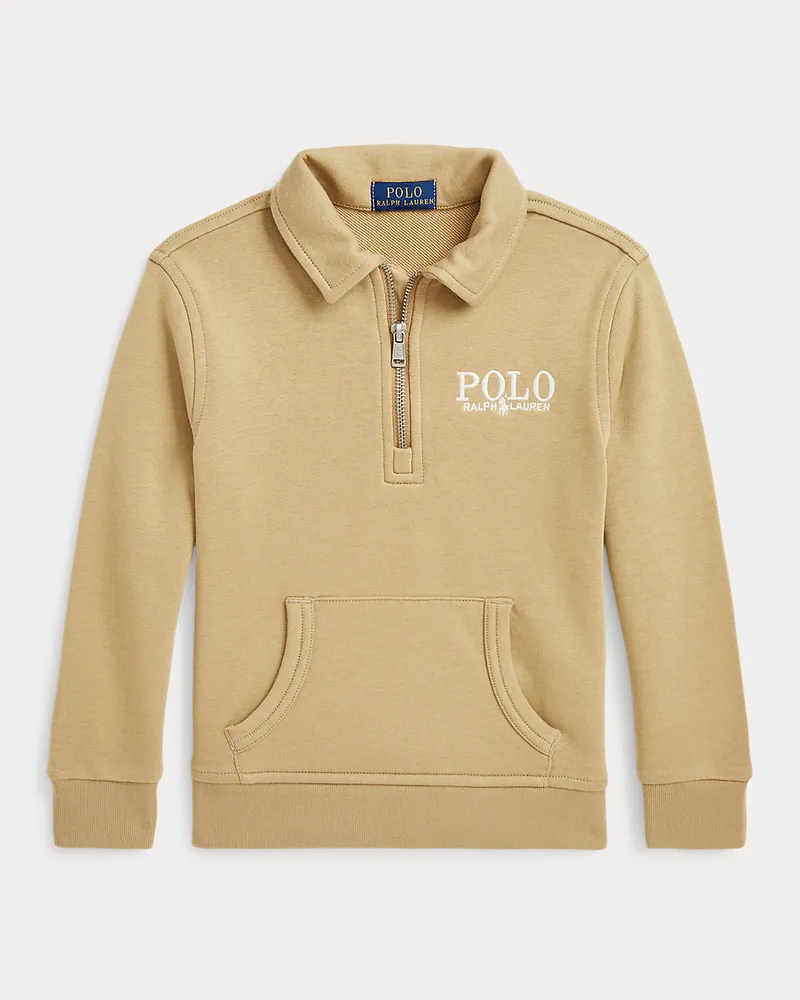 Ralph Lauren Terry-Sweatshirt mit Kragen und Logo Tan