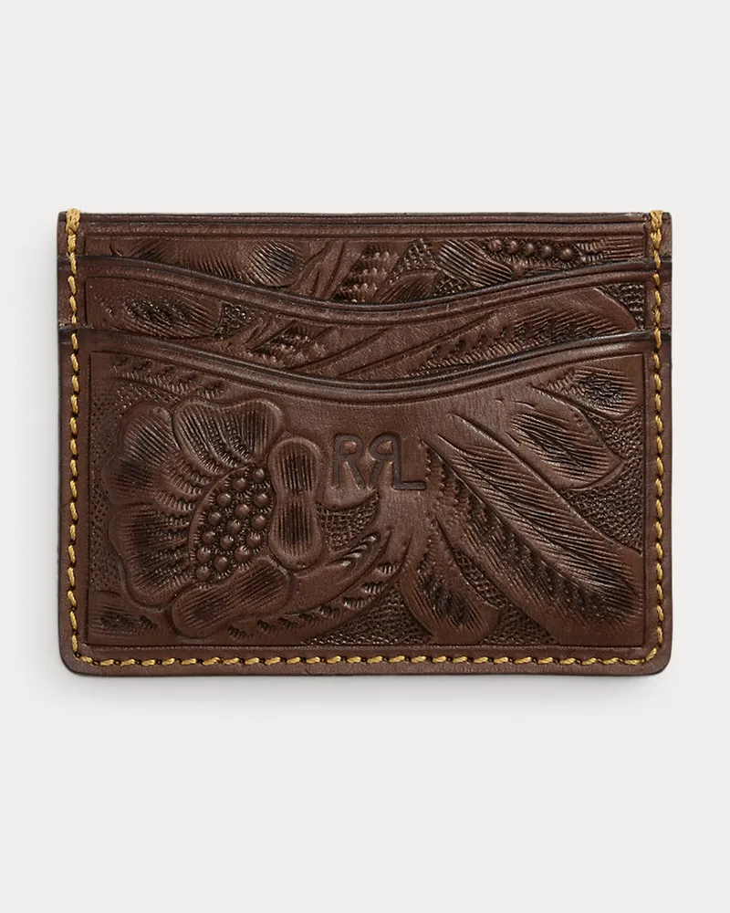 Ralph Lauren Handgearbeitetes Kartenetui aus Leder Brown