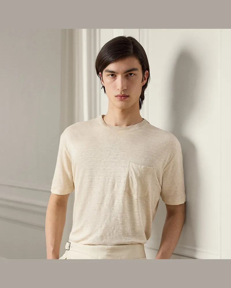 Ralph Lauren Leinenjersey-T-Shirt mit Tasche Natural