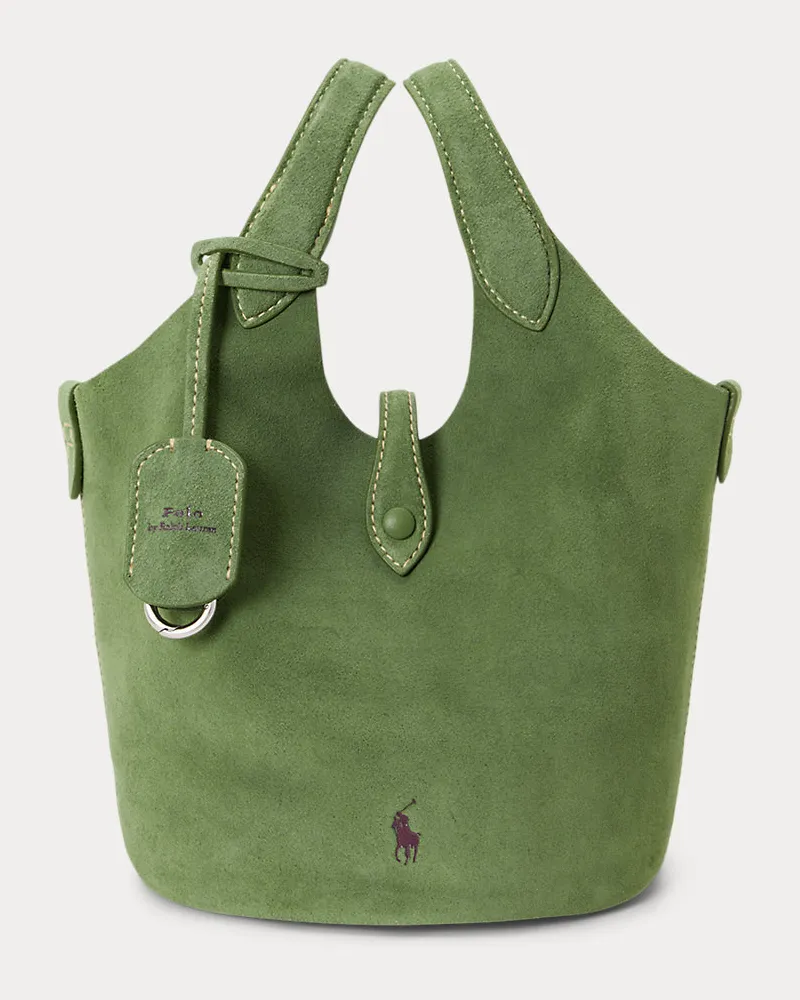 Ralph Lauren Kleine Wildleder-Tragetasche Polo Play Green