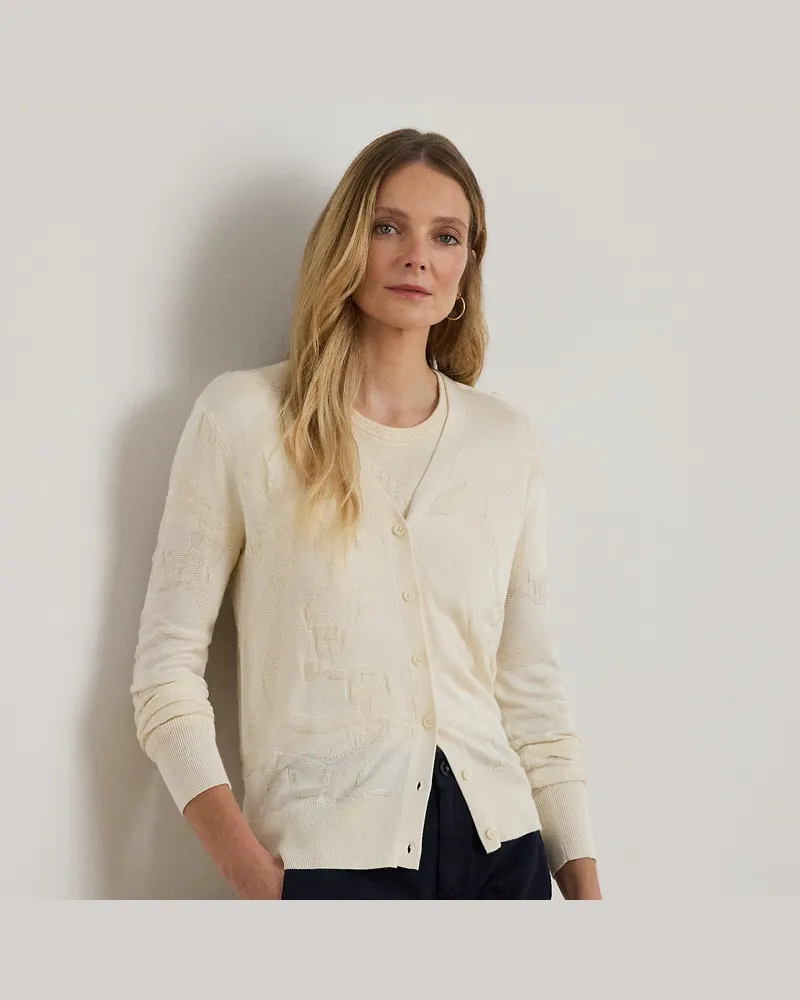 Ralph Lauren Strickjacke mit Gürtelmotiv Cream
