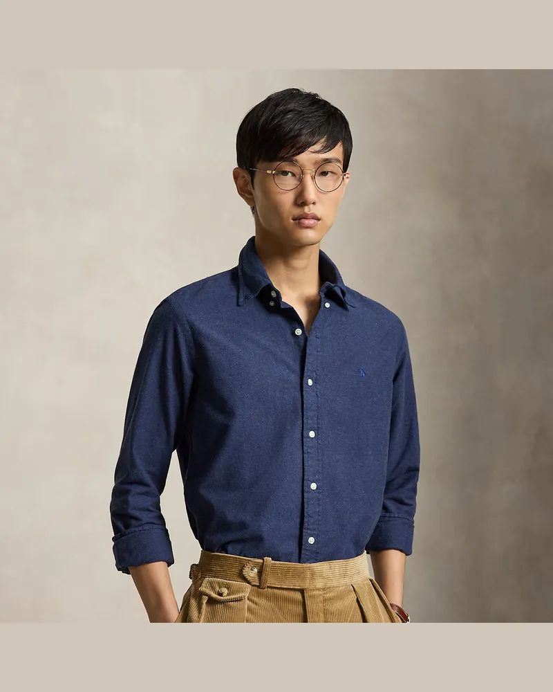 Ralph Lauren Custom-Fit Hemd aus meliertem Oxford Grey