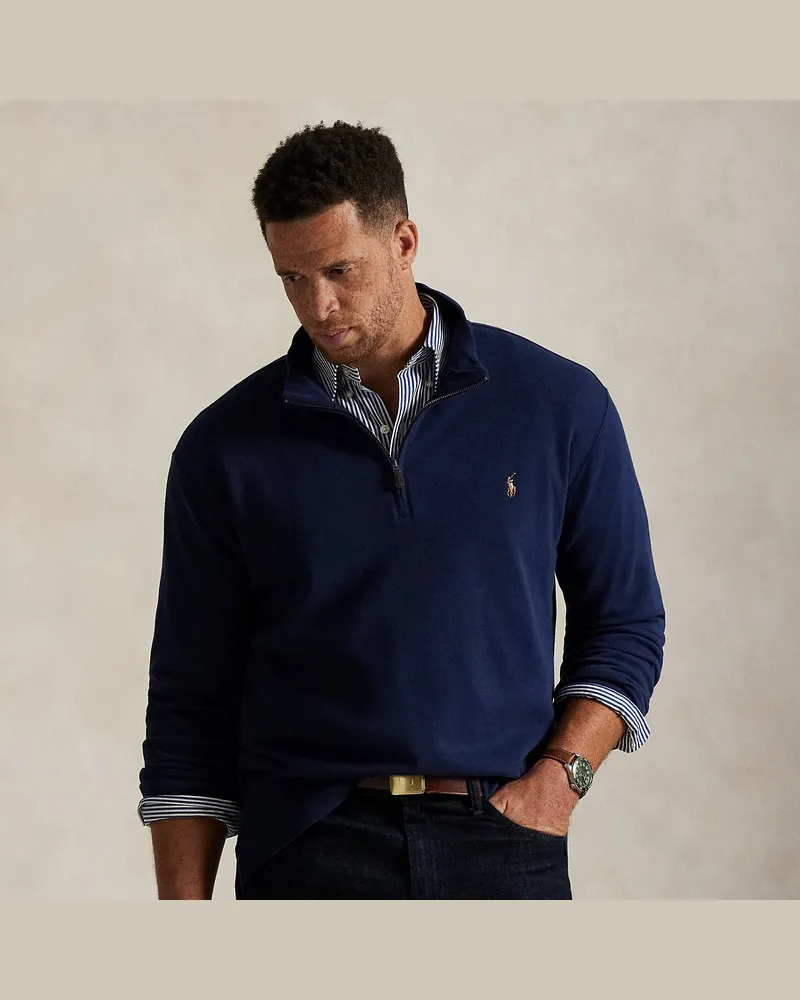 Ralph Lauren Große Größen - Rippenpullover mit Reißverschluss Blue