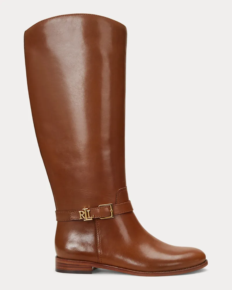 Ralph Lauren Hoher Reitstiefel Brooke aus Kalbsleder Brown