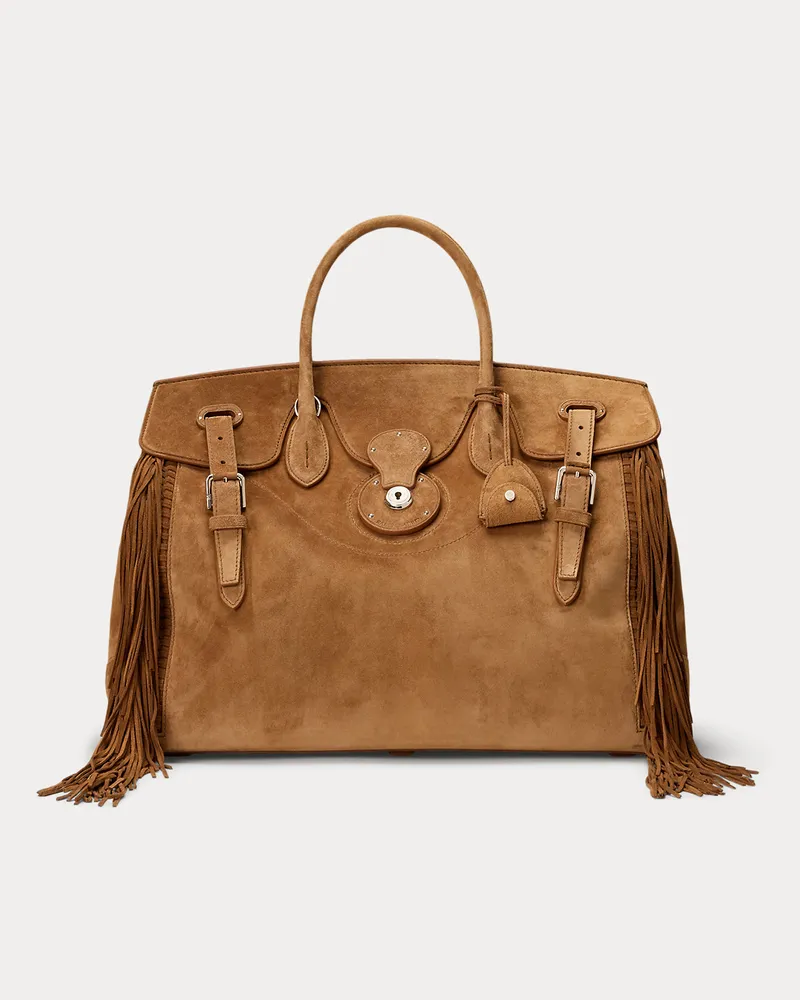 Ralph Lauren Tasche Soft Ricky 40 aus Kalbswildleder Brown