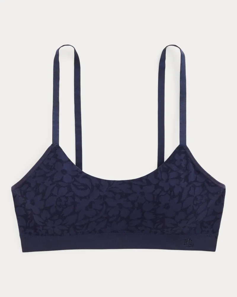 Ralph Lauren Geblümtes Bustier mit rundem Ausschnitt Blue