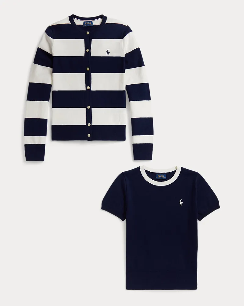Ralph Lauren Pullover und gestreifte Strickjacke Blue