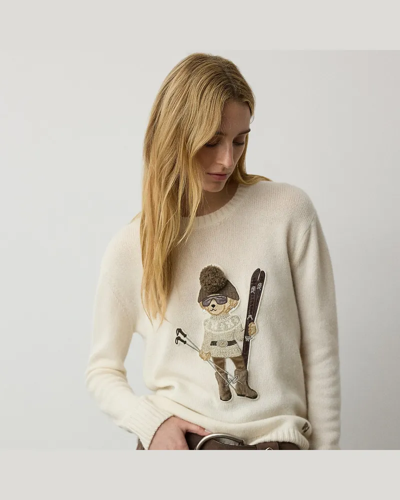 Ralph Lauren Kaschmirpullover mit Holiday Polo Bear Cream