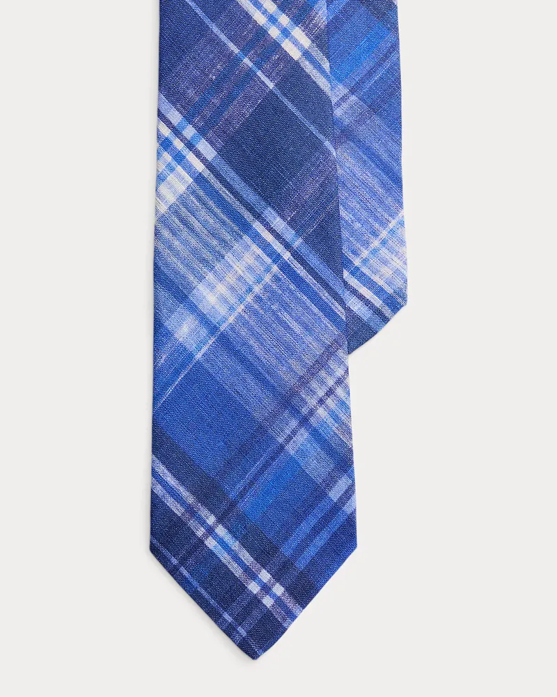 Ralph Lauren Karierte Leinenkrawatte Blue