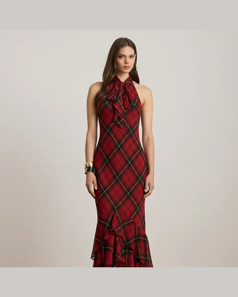 Ralph Lauren Gestuftes Abendkleid mit Bindedetail Black