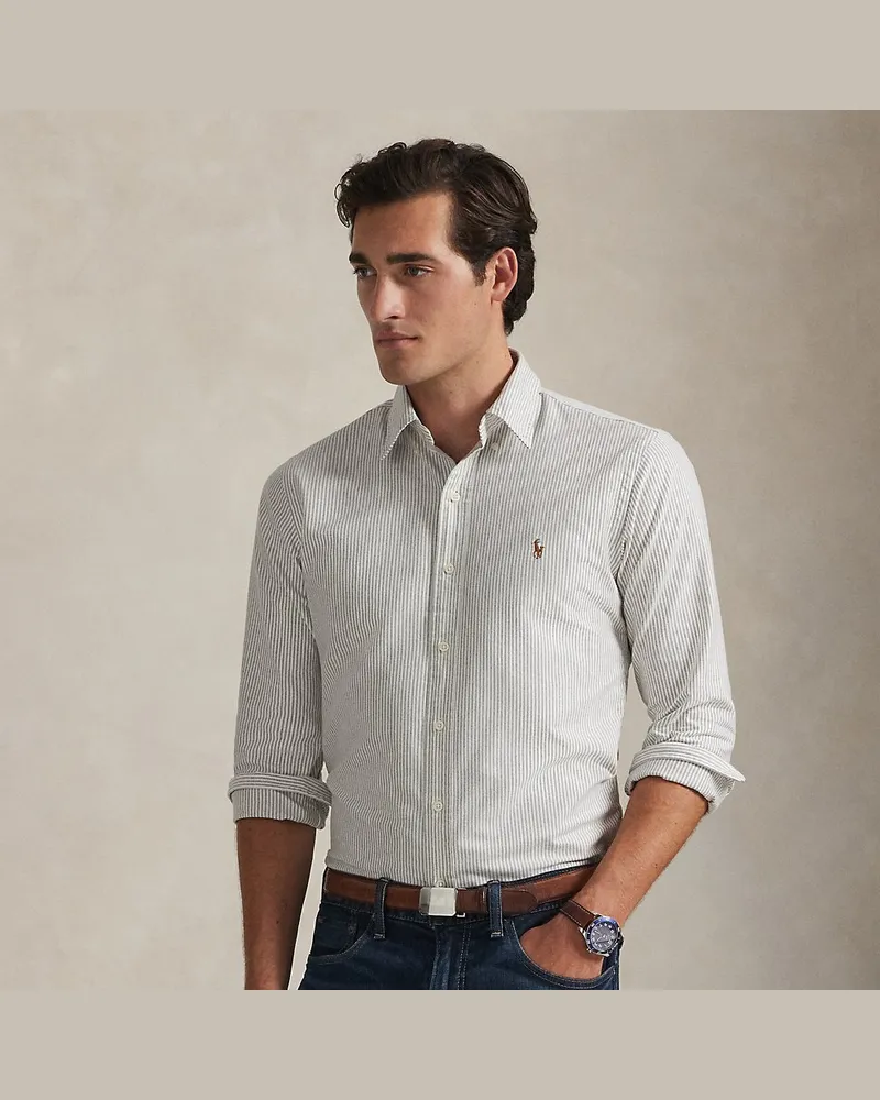 Ralph Lauren Gestreiftes Custom-Fit Oxfordhemd Brown