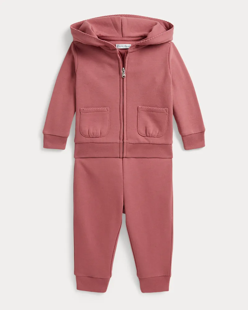 Ralph Lauren Fleece-Kapuzenjacke und Jogginghose Pink