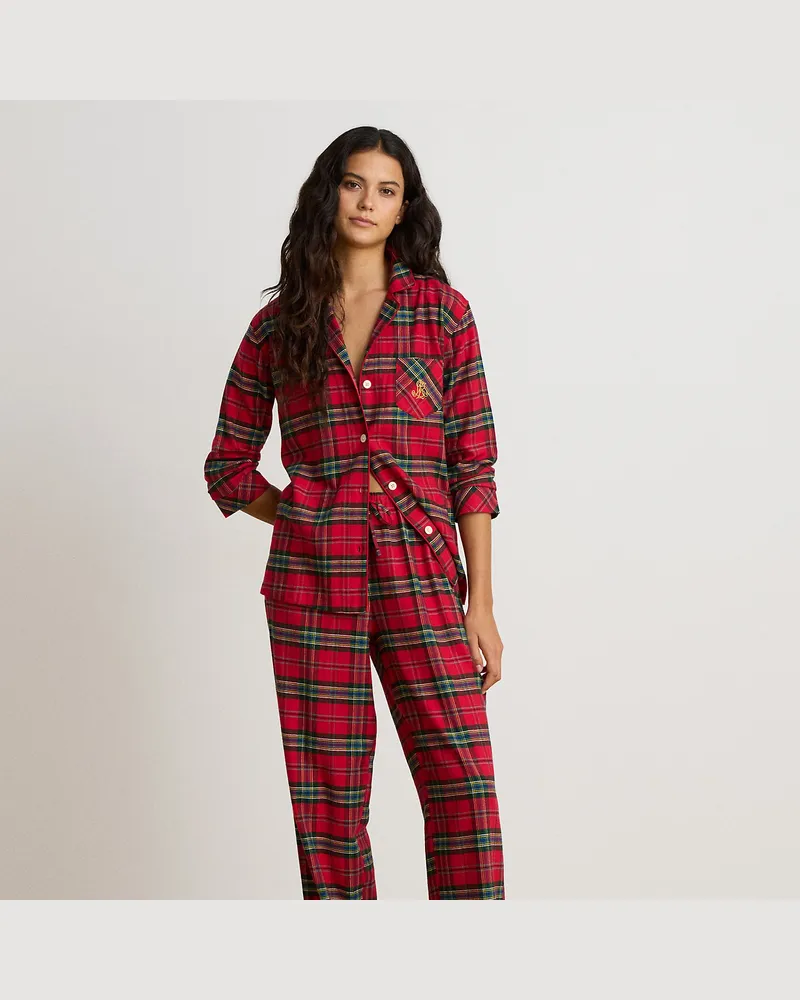 Ralph Lauren Karierter Pyjama aus angerautem Twill Red