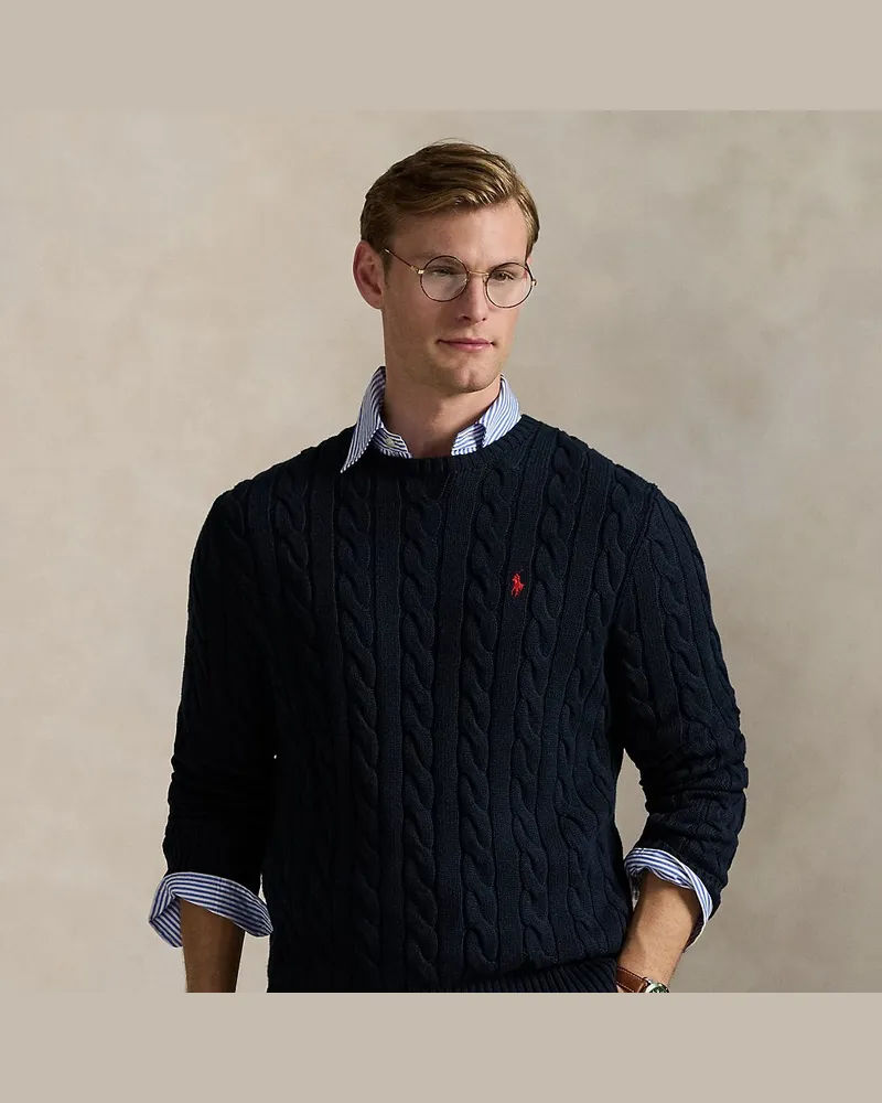 Ralph Lauren Baumwollpullover mit Zopfmuster Blue