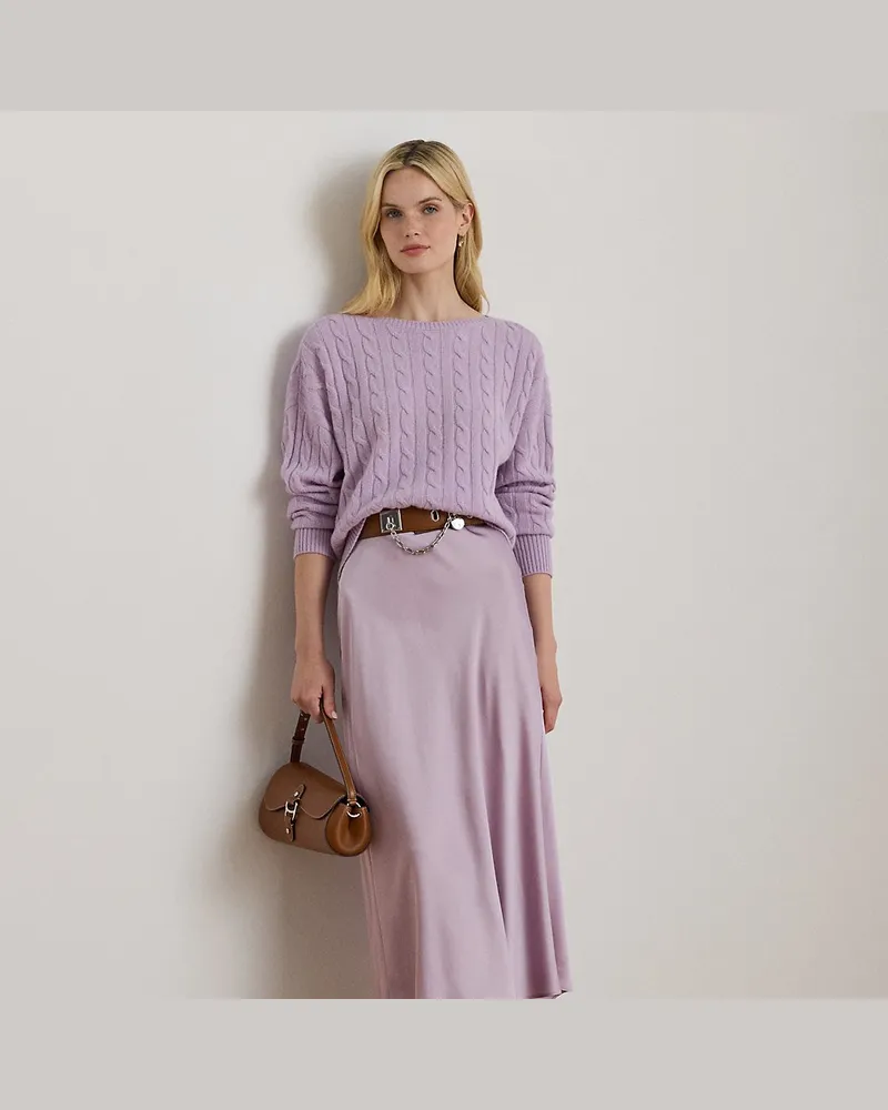 Ralph Lauren Midirock aus Satin-Charmeuse Purple