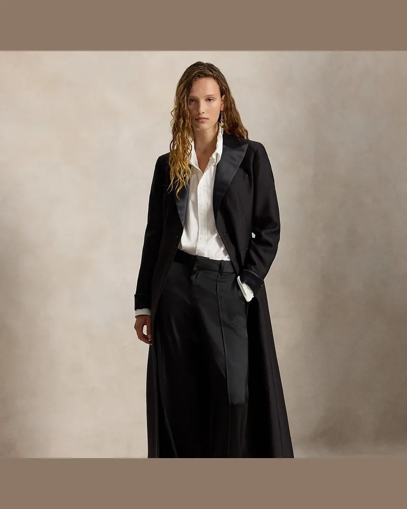 Ralph Lauren Smoking-Duster aus Woll-Seiden-Crêpe Black