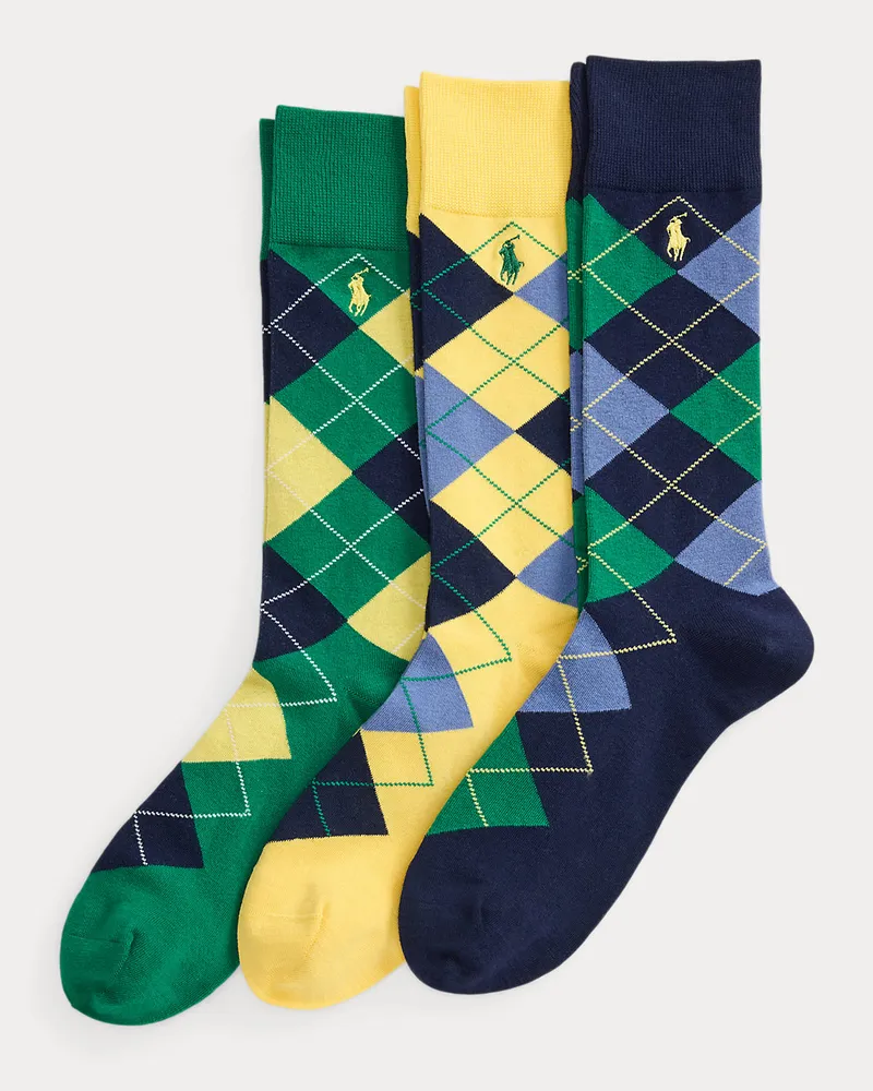 Ralph Lauren Große Größen - 3er-Pack Anzugsocken mit Argyle-Muster Blue