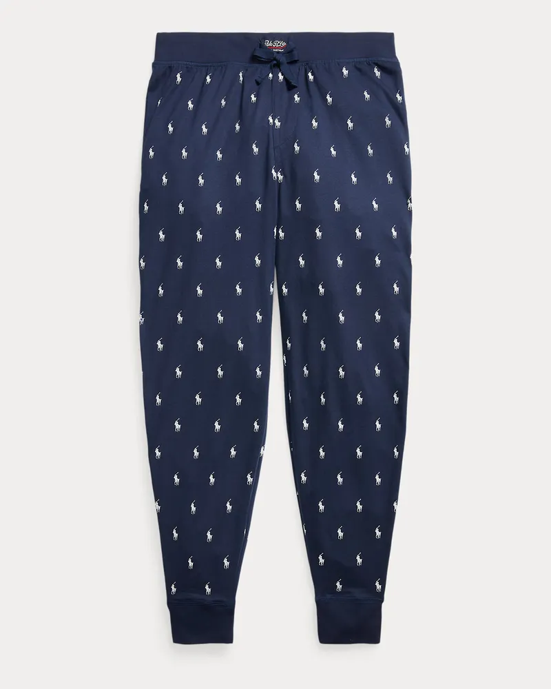 Ralph Lauren Pyjamahose aus Baumwolljersey mit Pony Blue