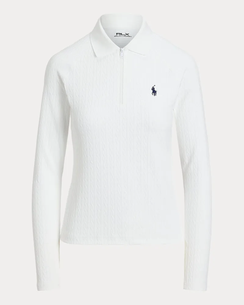 Ralph Lauren Langärmliges Poloshirt mit Zopfmuster White