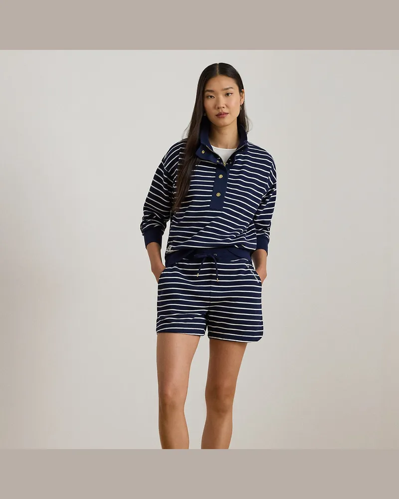 Ralph Lauren Gestreifte Terry-Shorts mit Tunnelzug Blue