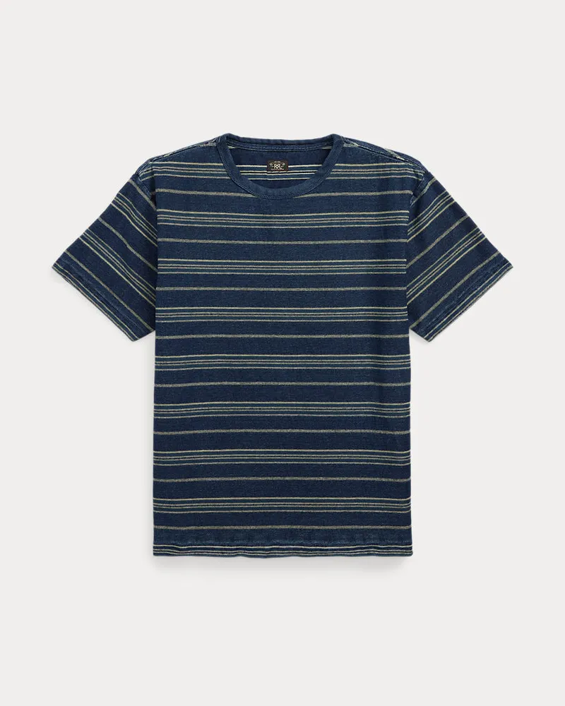 Ralph Lauren Gestreiftes Jersey-T-Shirt in Indigo Blue