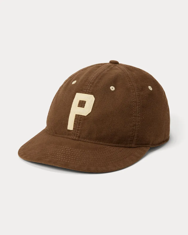 Ralph Lauren Chamois-Baseballkappe mit Filzaufnäher Brown