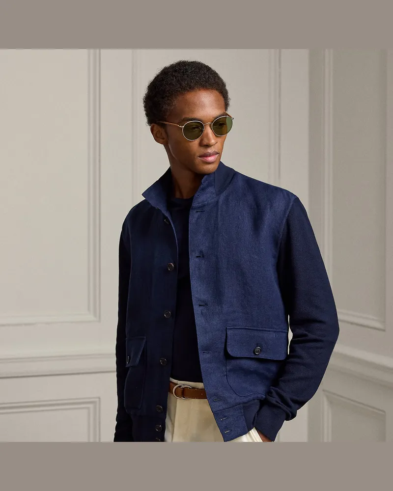 Ralph Lauren Strickjacke mit Leinenbahnen Blue