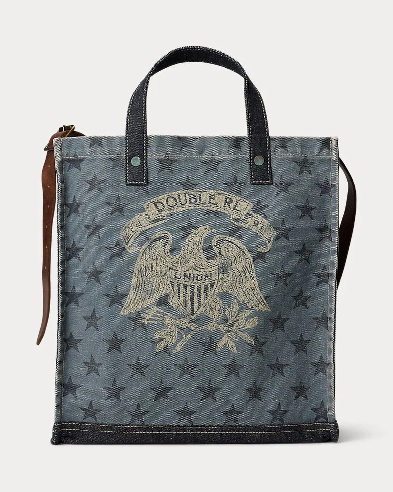 Ralph Lauren Handgewebte Tragetasche in Indigo Blue