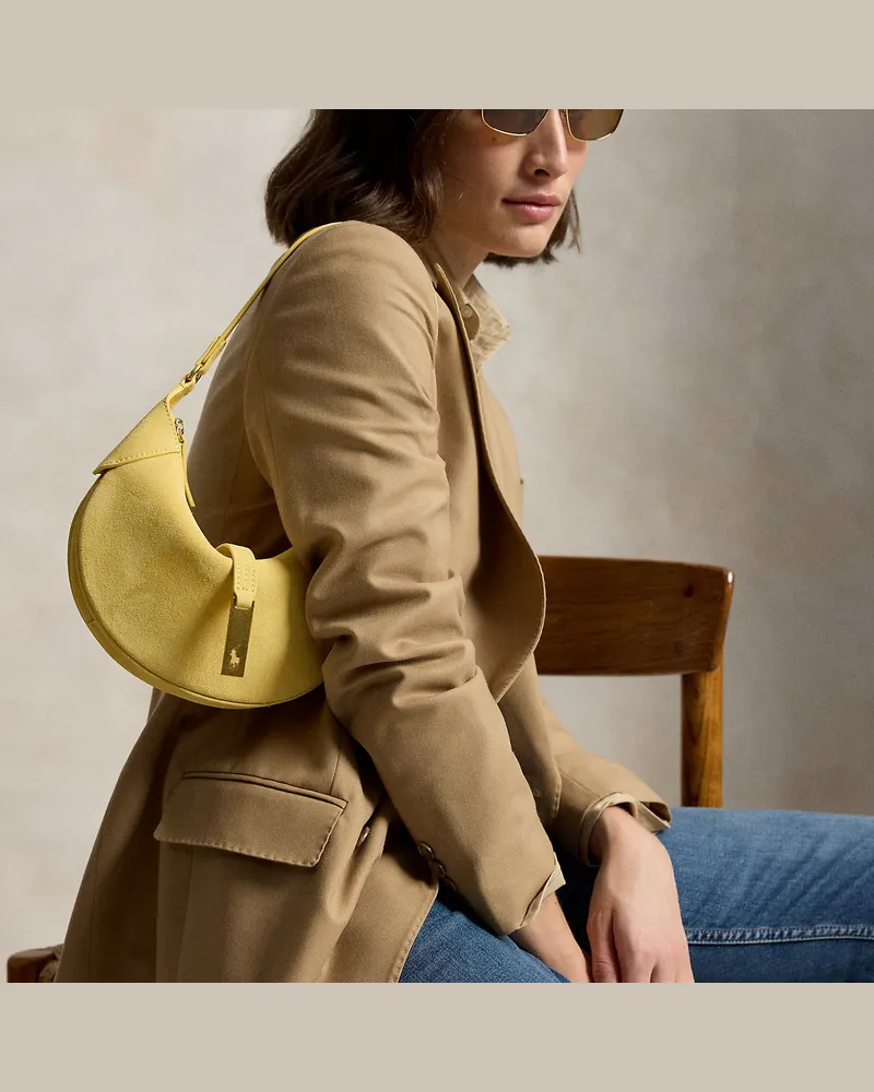 Ralph Lauren Mini-Wildleder-Schultertasche Polo ID Yellow