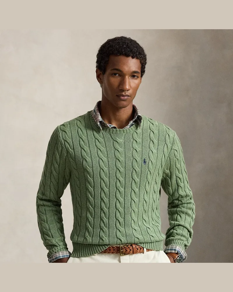 Ralph Lauren Baumwollpullover mit Zopfmuster Green