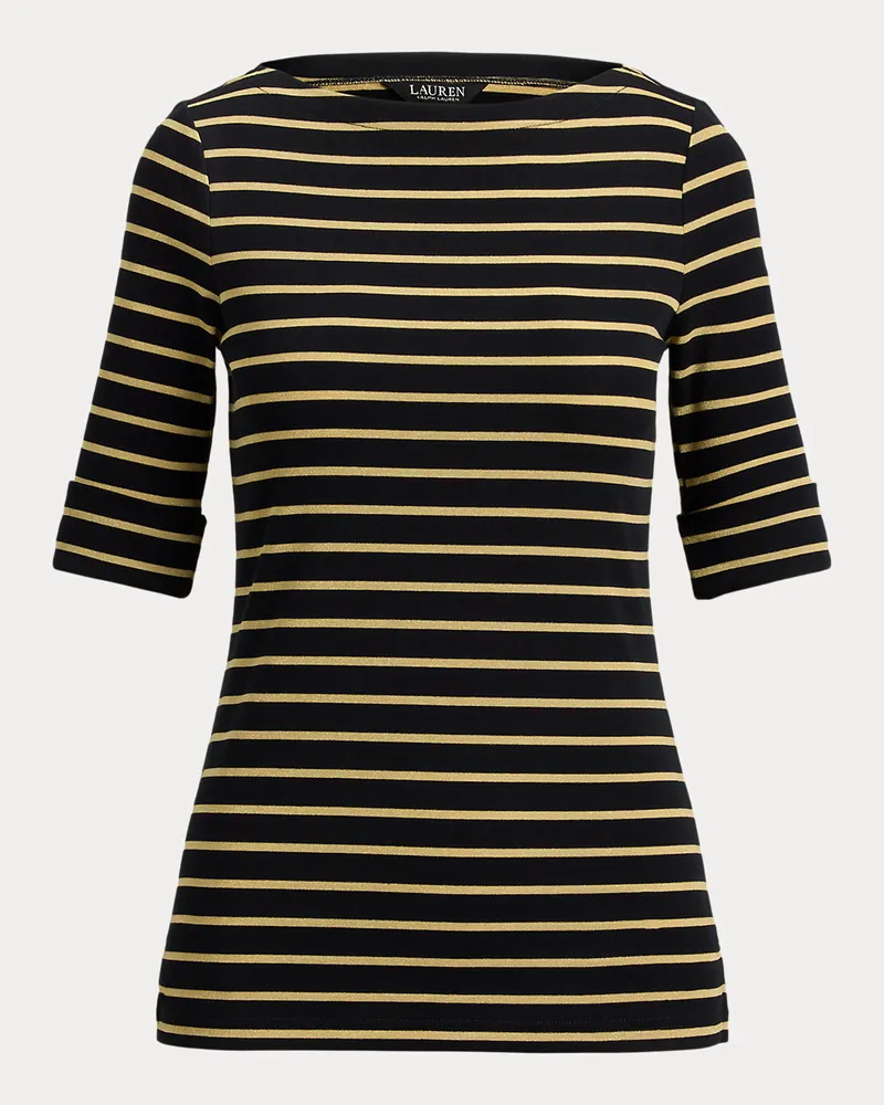 Ralph Lauren T-Shirt mit Metallic-Streifenmuster Black
